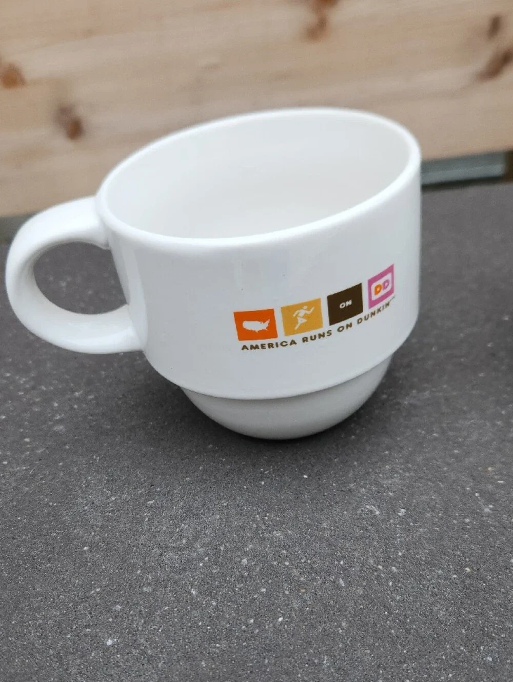 Vtg. Set Of 2 Dunkin-Inspired White Ceramic Coffee Mugs Set